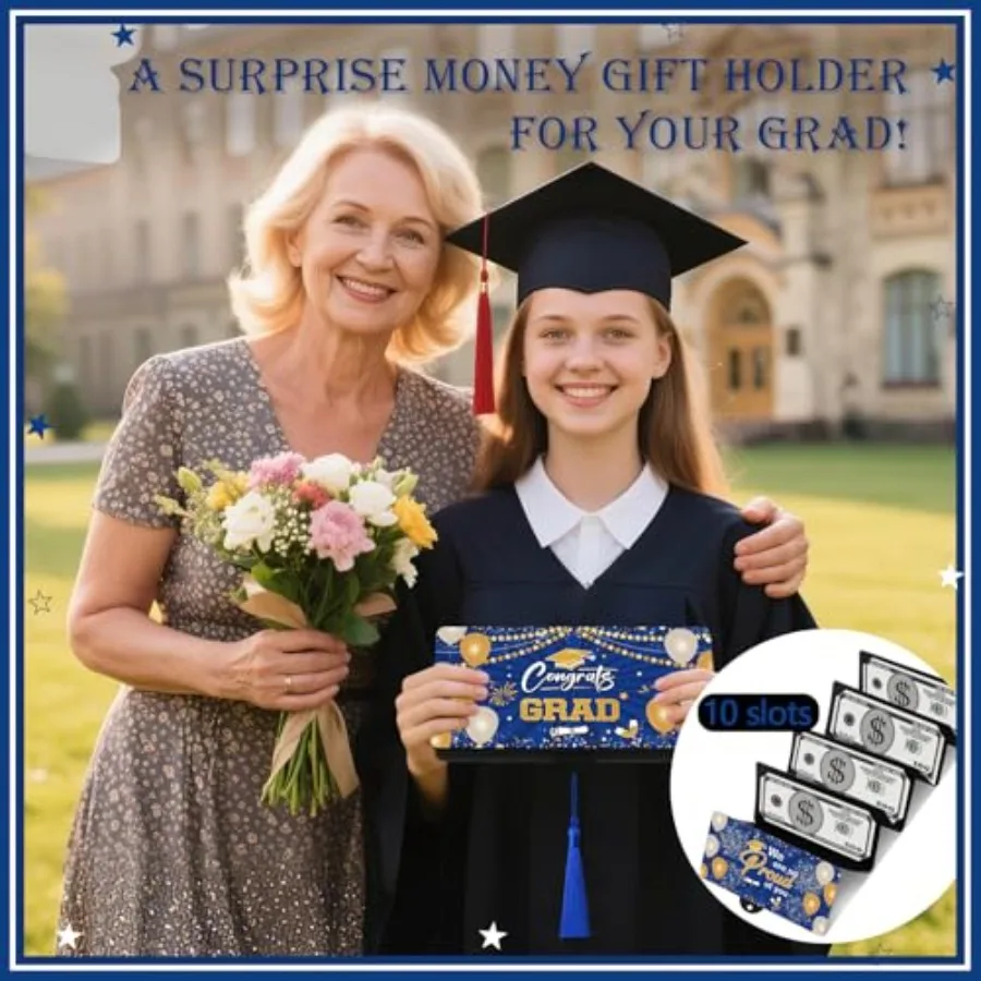 Graduation Money Holder 2025 with 10 Slots Surprise Congrat Grad Money Envelopes for Cash Gifts College Middle High School Grad