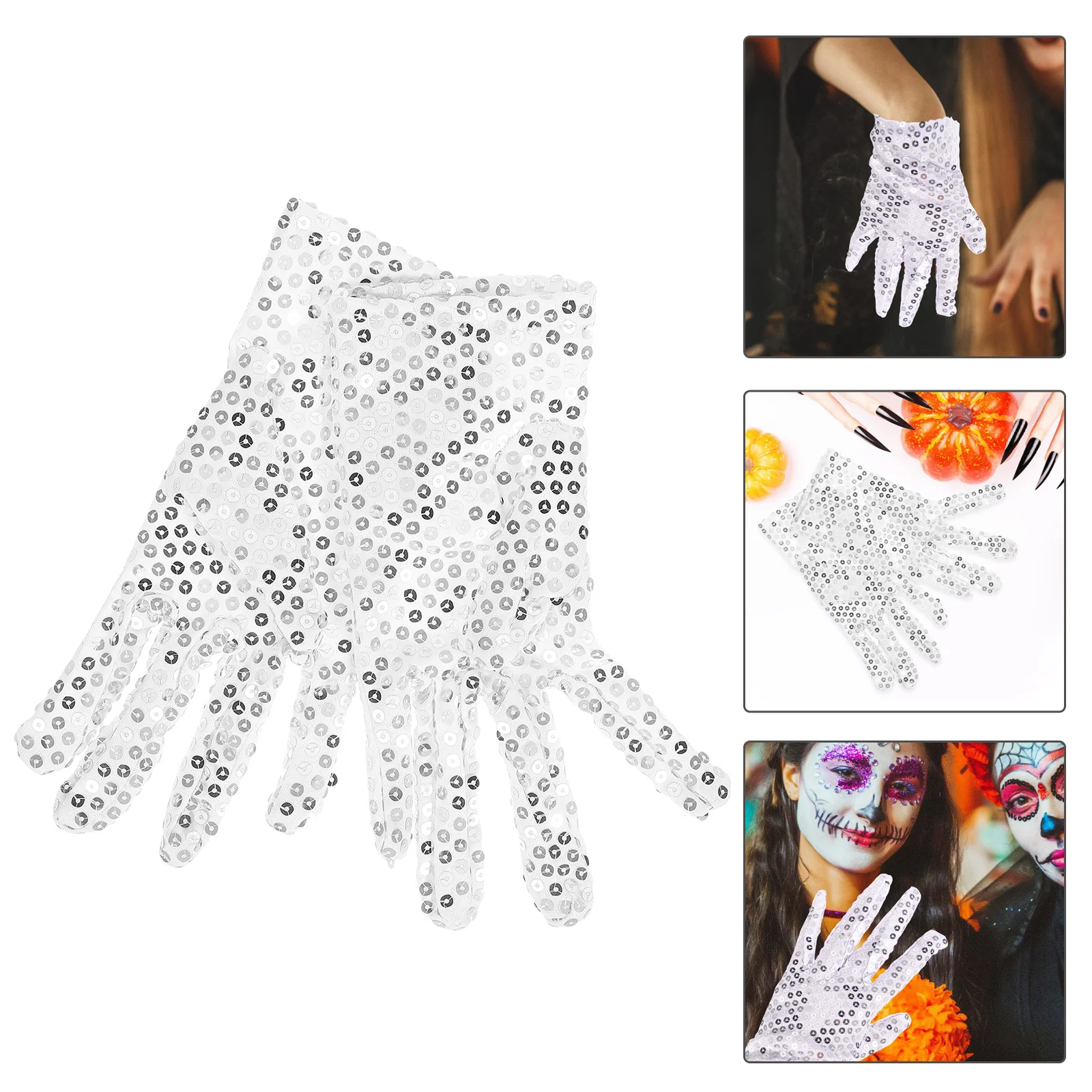 Fishnet Mittens Sequin Gloves for Performance Flash UV Gel Manicures Glitter Dance