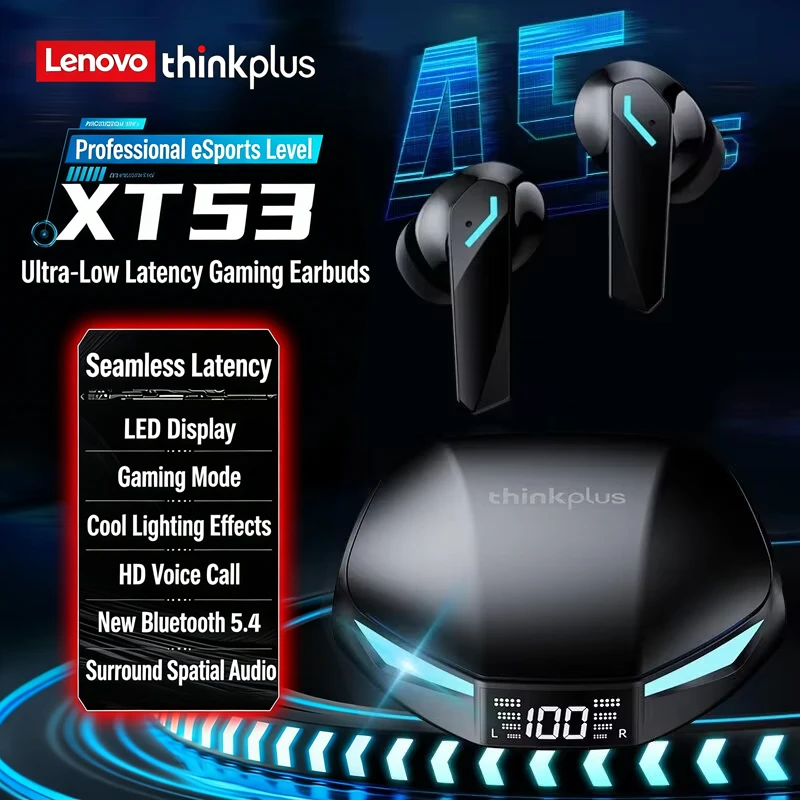 

Новая беспроводная Bluetooth-гарнитура Lenovo XT53, TWS-гарнитура с длительным временем автономной работы, HIFI-звуком, HD-вызовами, для спорта и игр, водонепроницаемая.