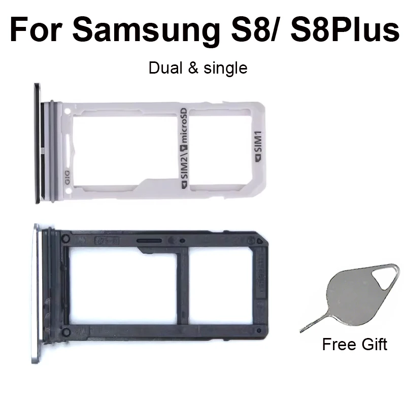 Single/Double Sim Card Tray For Samsung Galaxy S8 G950 G950F / S8 Plus G955 G955F New SIM Card Tray Sim Card Reader Socket