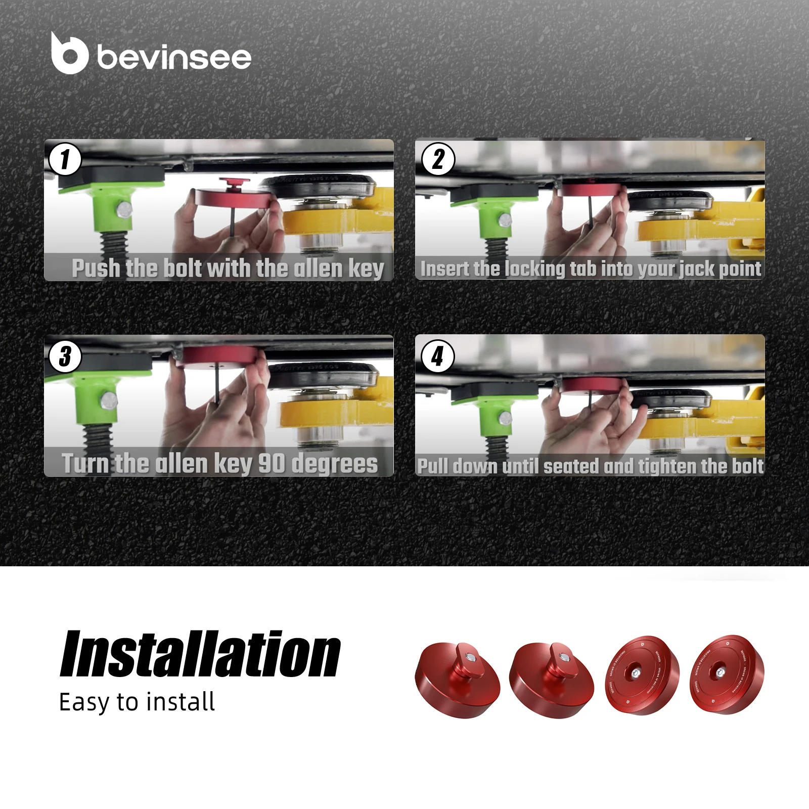 BEVINSEE 4X алюминиевый домкрат подъемник домкрат шайба адаптер инструмент для Corvette C5 C6 C7 C8 GS Z06 ZR1