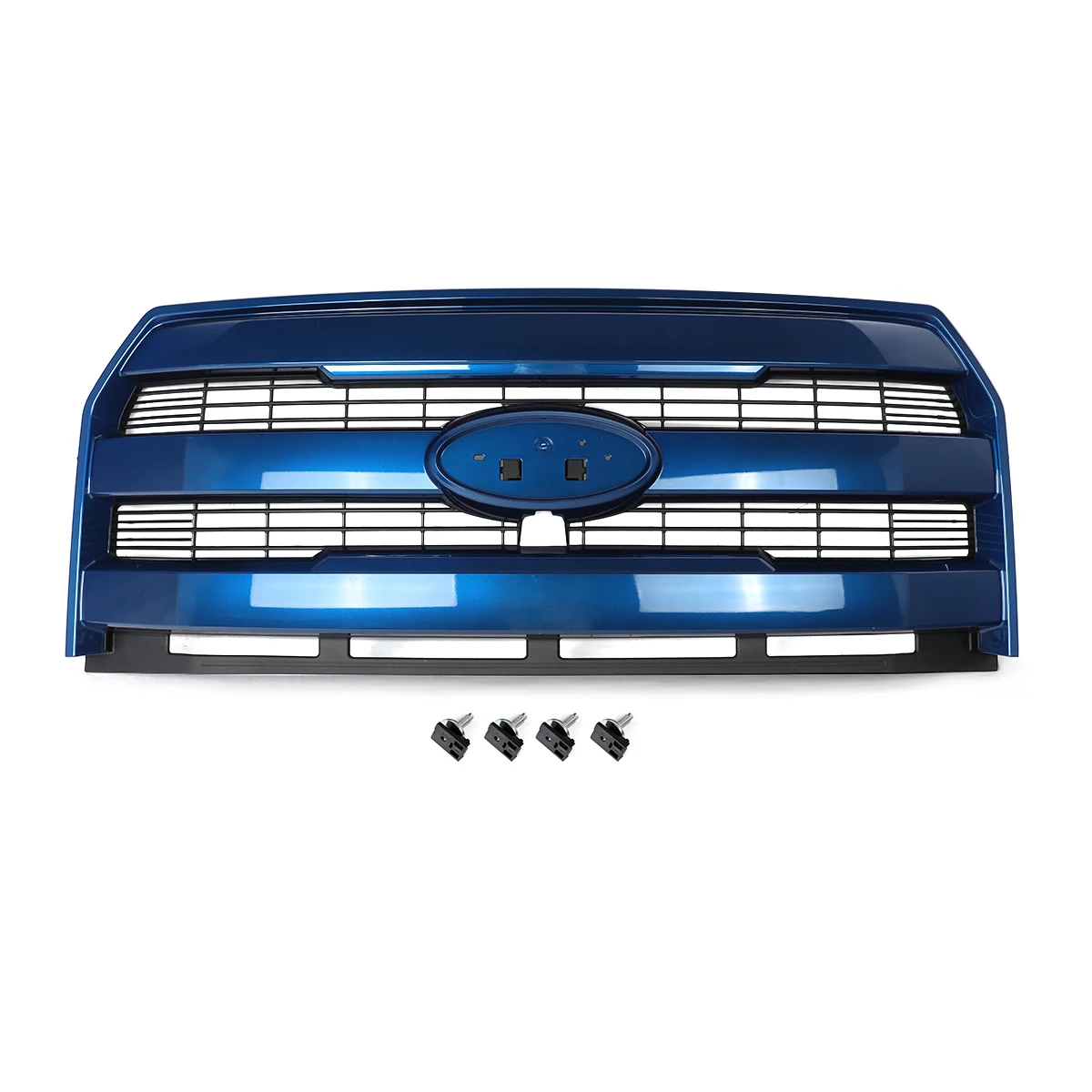 For 2015-2017 Ford F150 F-150 Front Radiator Grill Lightning Blue & Black N6 Lariat Style Front Grille Assembly With Camera Hole