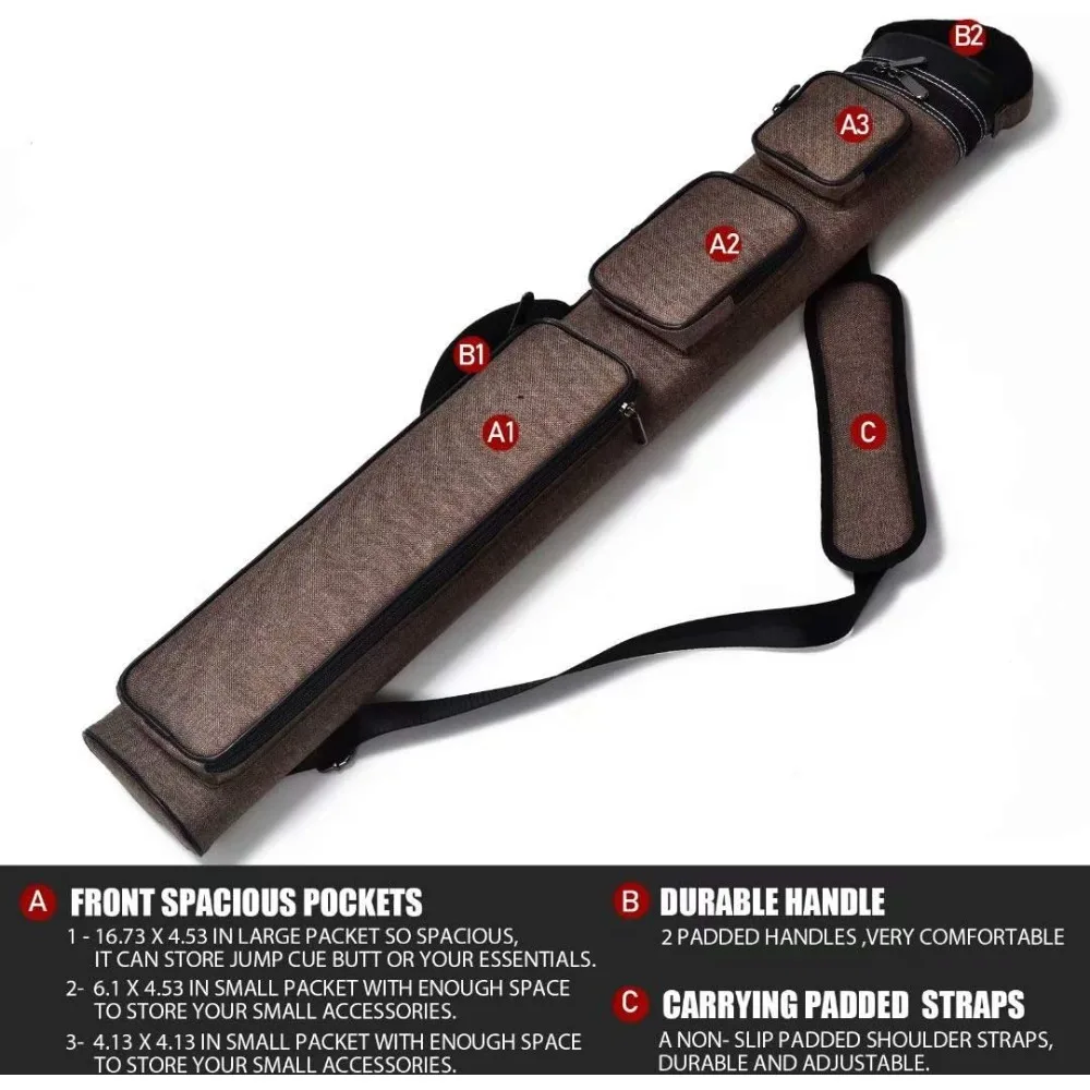 2x4 harter Pool-Queue, ovaler Billardstäbchen-Tragetasche, mehrere Farben erhältlich