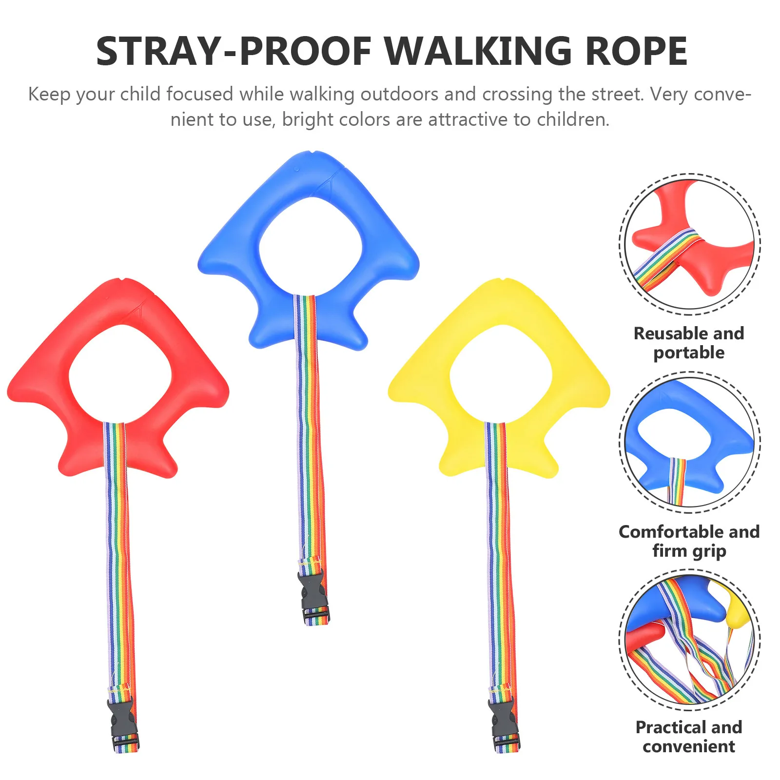 

Набор из 3 эластичных веревок для безопасности детей в детском саду, для прогулок на улице, с круглыми ручками, ярких цветов, портативные, для школы