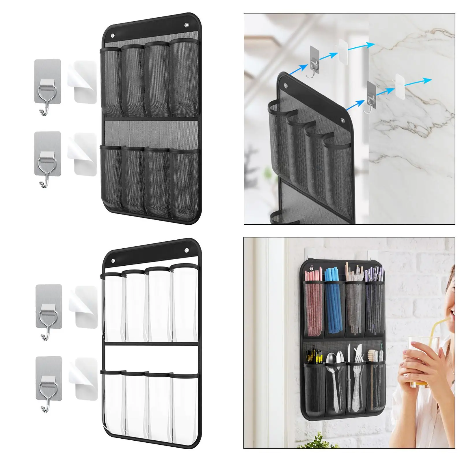 

Подвесной органайзер для соломенных ковриков с несколькими отделениями, подставка для кухонных принадлежностей на дверцы шкафов