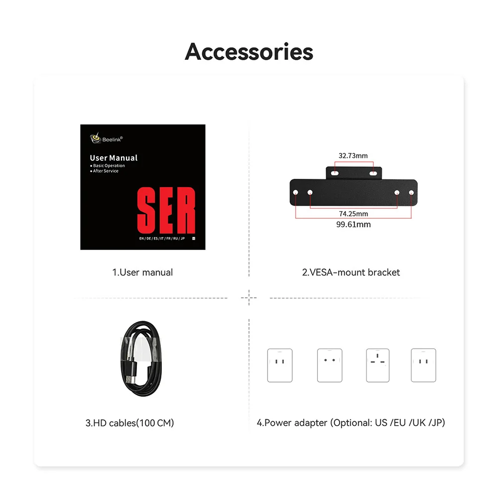 Beelink Ryzen7 SER5 PRO 5850U SER5 MAX 7735HS Mini PC AMD DDR4 16GB  SSD 500GB Support WiFi6 BT5.2 HD 1000M 5850U Mini Computer