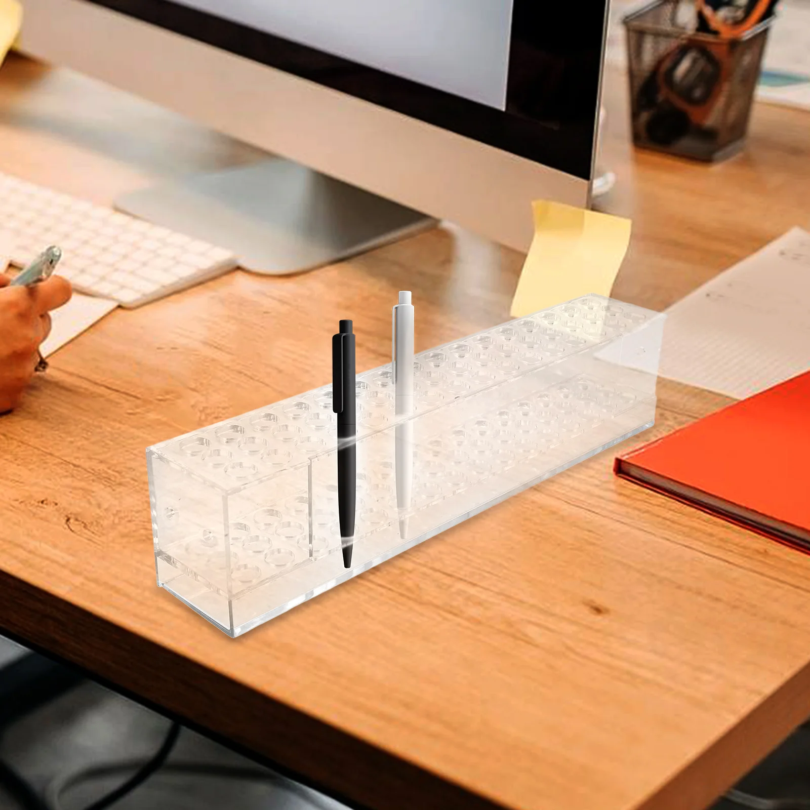 

Transparent Acrylic Pen Holder Durable Desktop Organizer Stand For Pens Pencils Ball Pens Makeup Brushes Paintbrushes