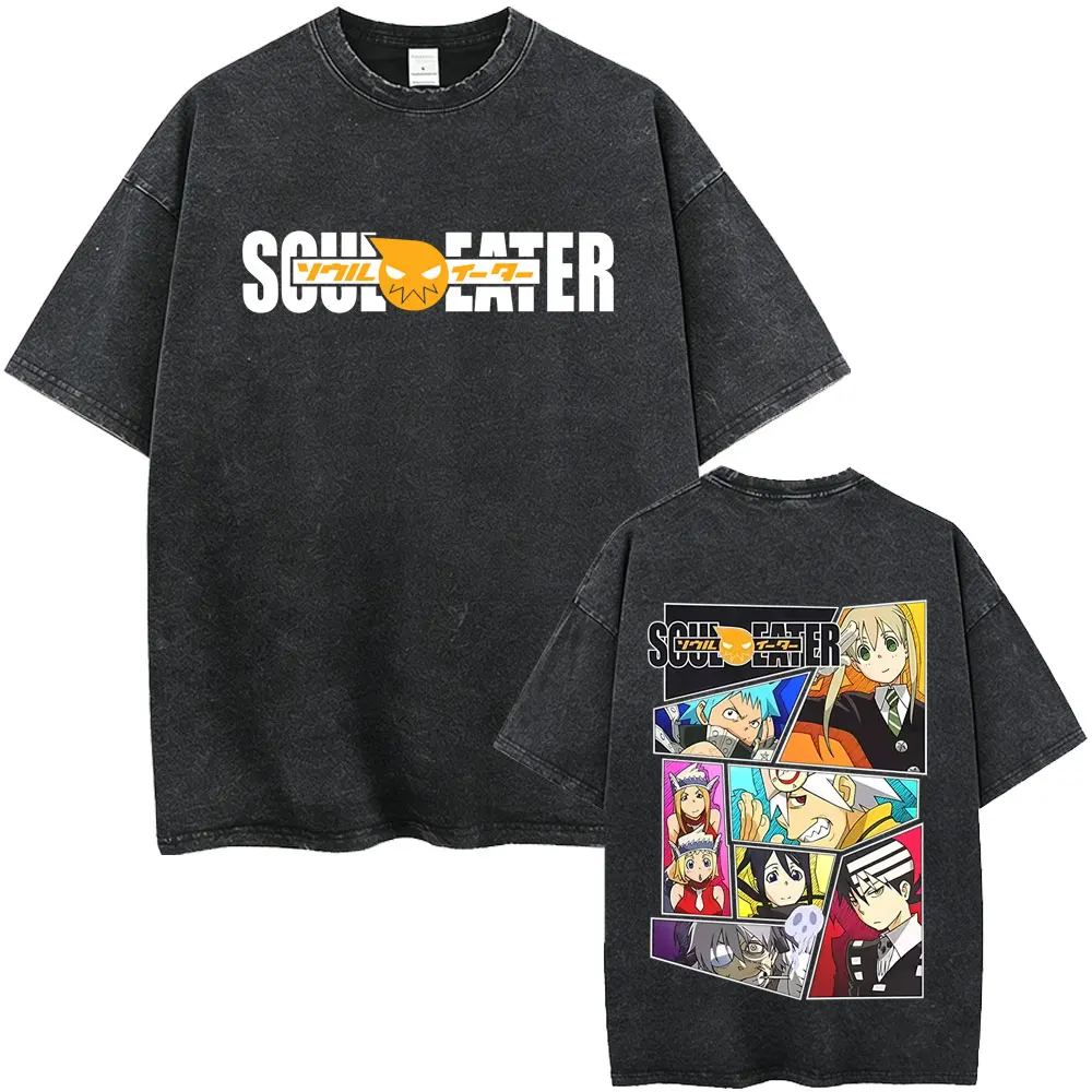 

Washed Vintage Anime Soul Eater Graphic T-shirt Men's Clothing Retro Manga T Shirts Men Women Fashion Casual Oversized T-shirts