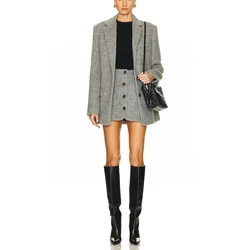 Women's Blazer, Fashion Simple Old Money Style Jacket + Half-body Skirt, High Quality Wool Blend Suit, Spring, New, 2025，y2k