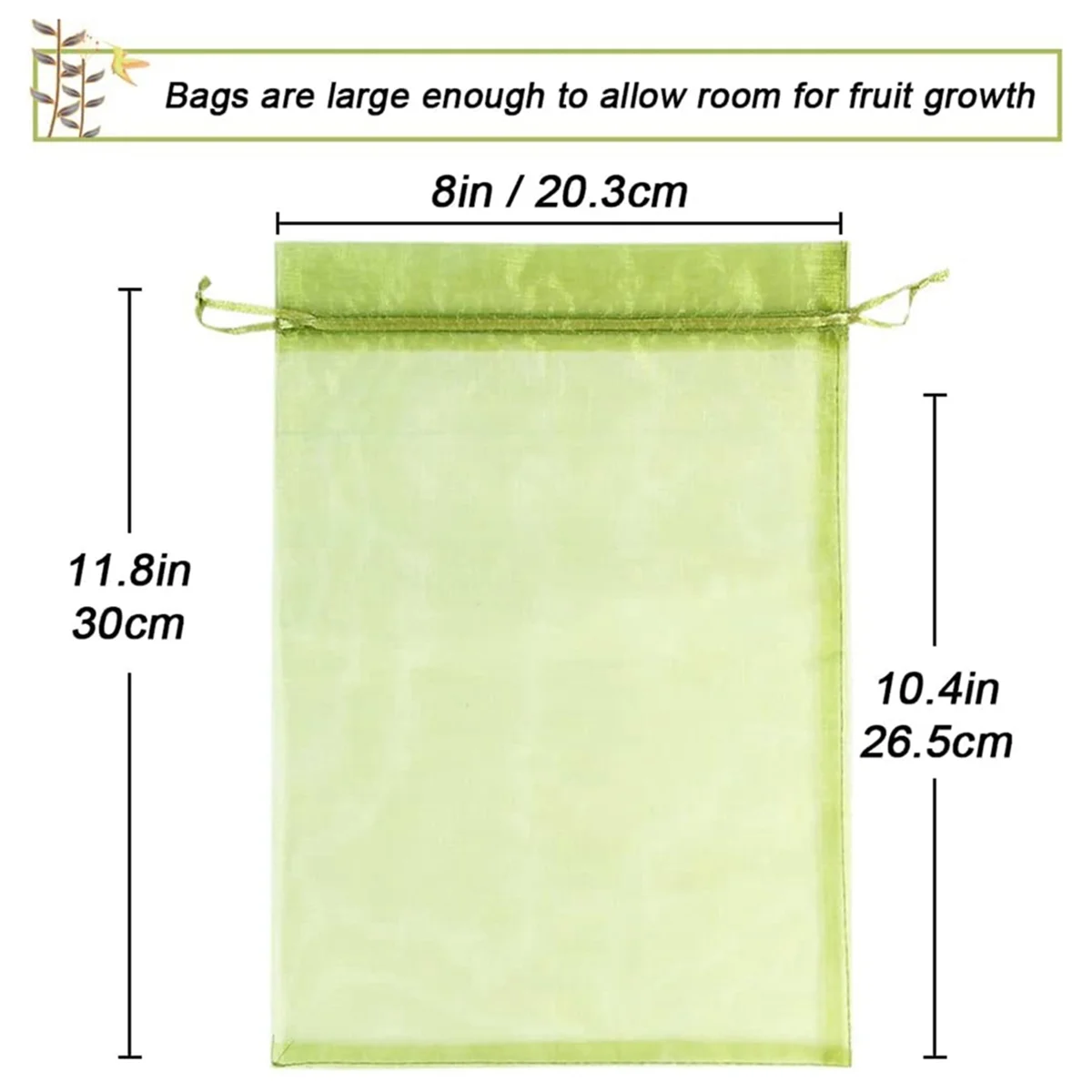 100Pcs Fruit Protection Bags (8X12 Inches) Green Mesh Lid Bag Drawstring Mesh for Fruit Protection Vegetable Garden