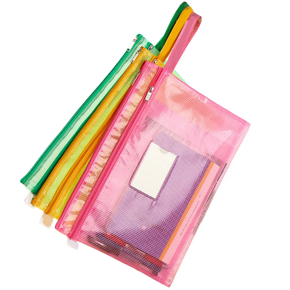 

7Pcs Reinforced PVC Zipper File Bags Transparent Waterproof Oilproof Document Organizer for Office School Travel Home Park Train