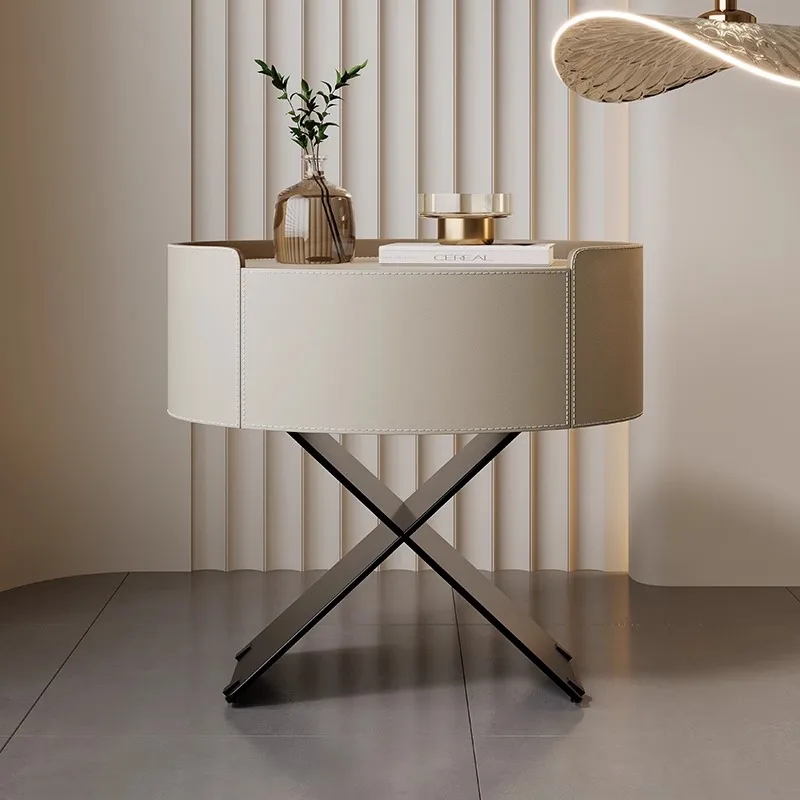 

bedside table, master bedroom light luxury and high-end sense, small cream style, extremely narrow shelf creativity