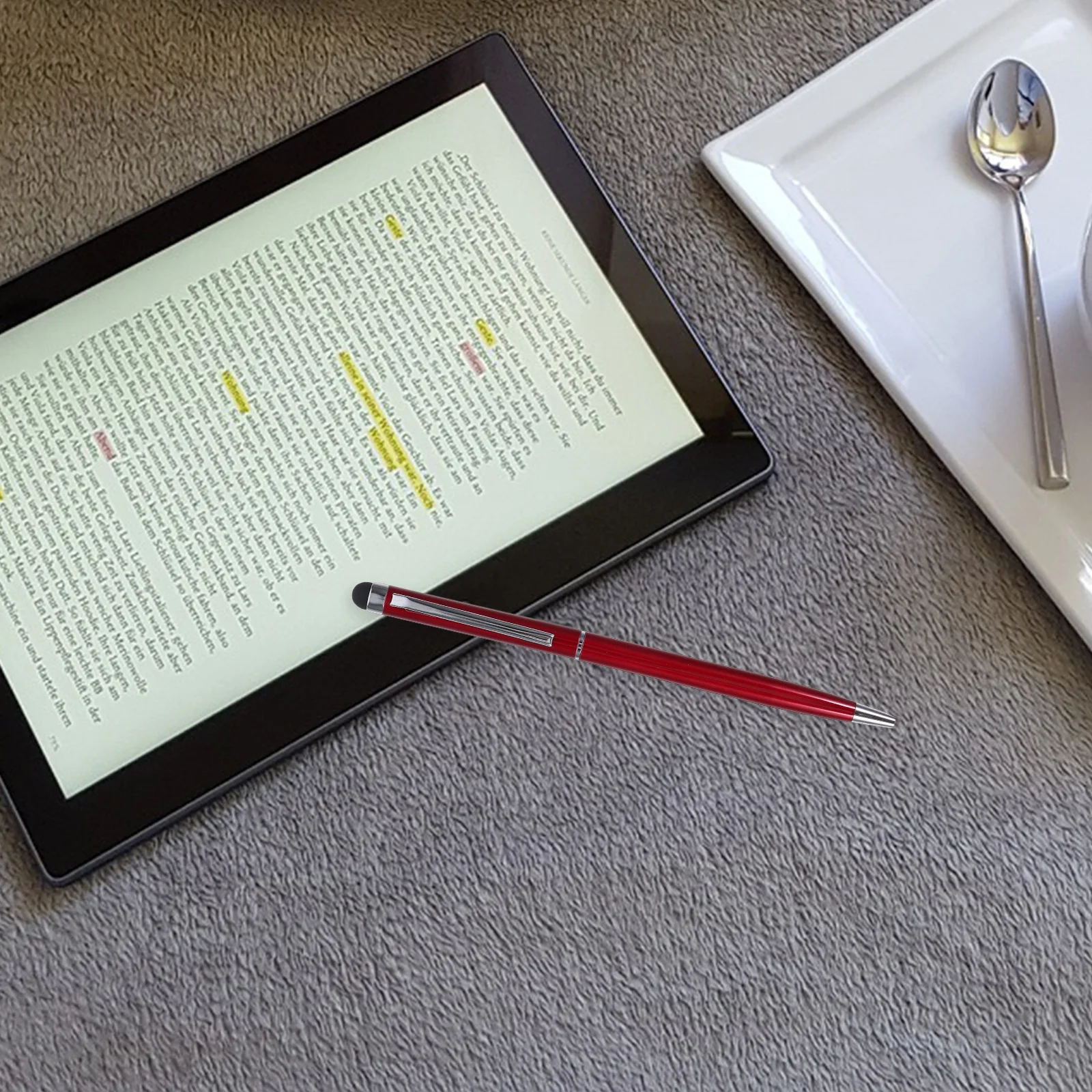 

2-In-1 Universal Capacitive Touch Screen Stylus Pen Ballpoint Pen For Smartphone Dark Red Smooth Silicone Tip Tablet Accessories