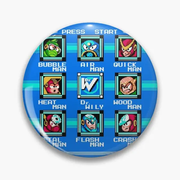 Megaman 2 Stage Select Soft Button Pin Decor Badge Collar Hat Women Creative Metal Jewelry Lapel Pin Lover Fashion Cartoon