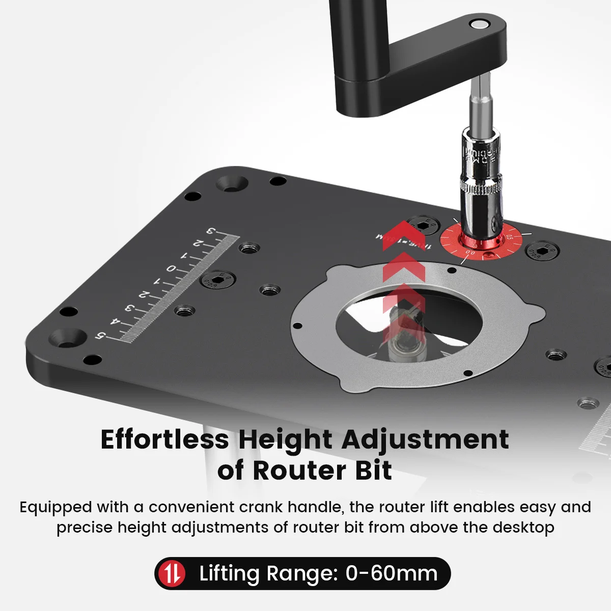 Imagem -03 - Woodworking Router Lift System e Alumínio Top Plate Workbench Trimmer Gravura Machine Tool 65 mm Diâmetro Motors