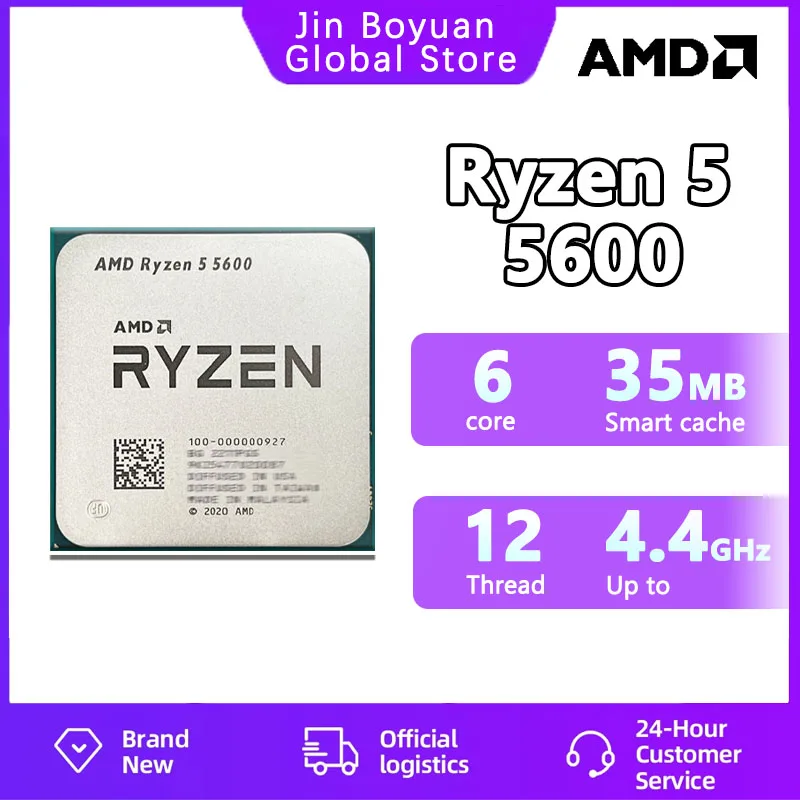 New AMD R5 5600 Ryzen 5 5600 R5 5600 3.5 GHz 6-Core 12-Thread CPU 7NM L3=32M 100-000000927 Socket AM4 but without cooler