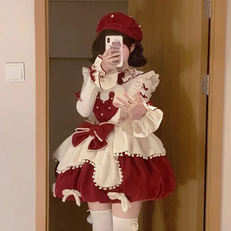 

Original Lolita Snowy Top Strawberry Sk Cute Doll Feeling Autumn winter Daily Sweet Luo Dress College Style Elegant JK Uniform