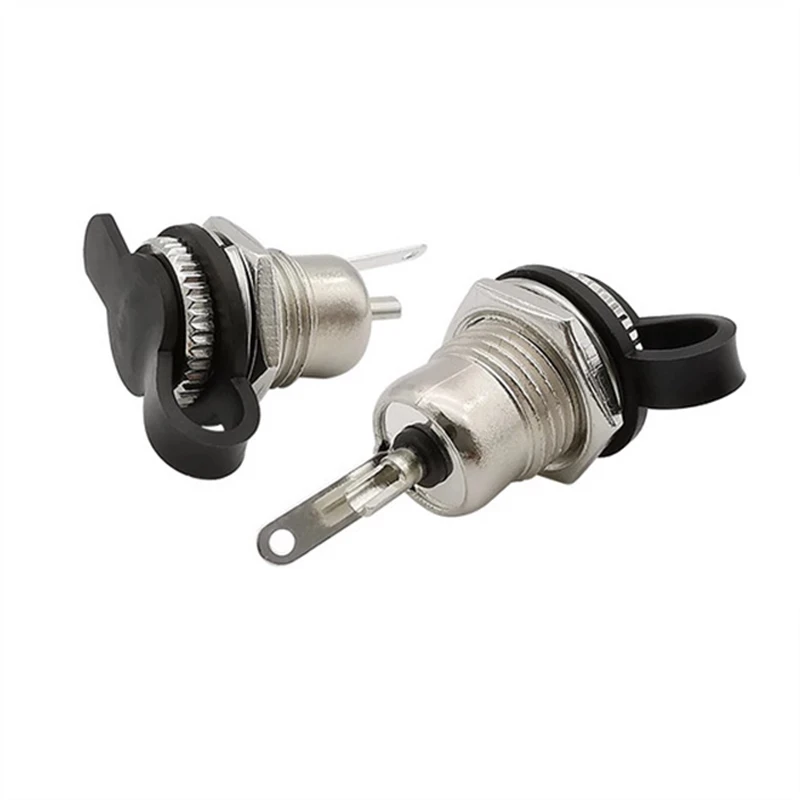 2/5 Stücke Metall 5,5x2,1 MM/5,5x2,5 MM DC Power Jack Stecker Stecker mit Feder Gelb Kopf 5,5*2,1mm/5,5*2,5mm DC-099 Silber – Detail 4