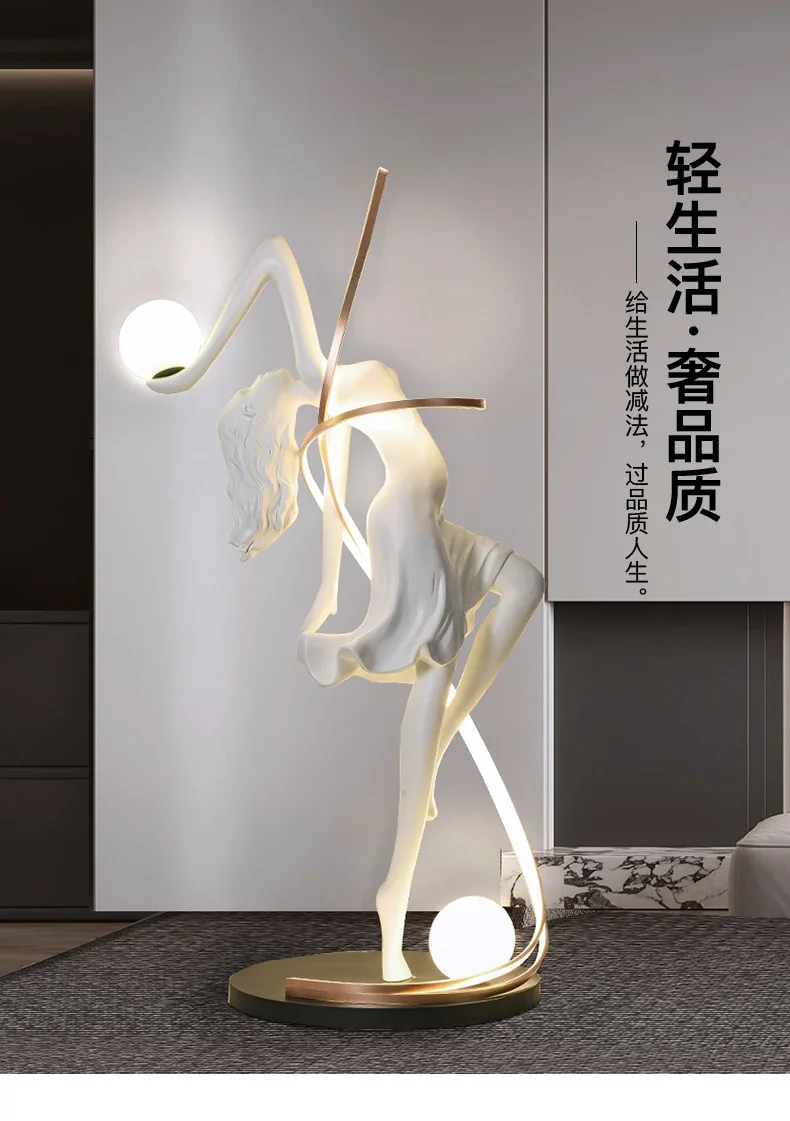 Italian Light Luxury Figure Sculptured Ornaments Home Stairs Dance Goddess Art Decorative Creative Floor Lamp Big Decorations