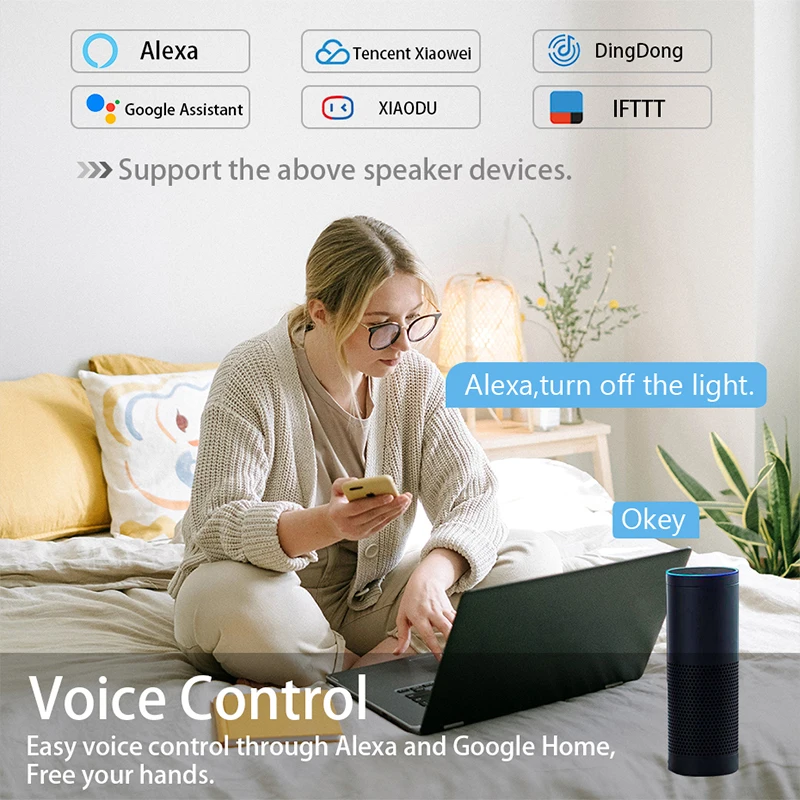 UNKAS-Tuya Smart Life Light Switch, WiFi Touch Sensor, 110V, 220V, Télécommande, Pas de fil de melon, Alexa, Google Home