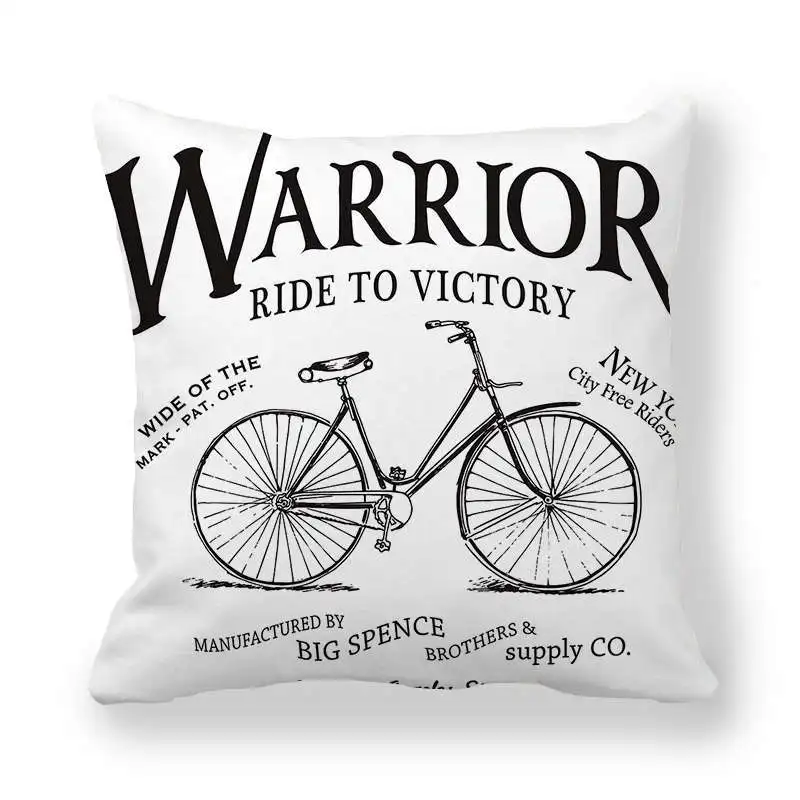 Retro Bicycle Collection Digital printing short plush pillow covers decorative for car sofa office cushion cover home goods