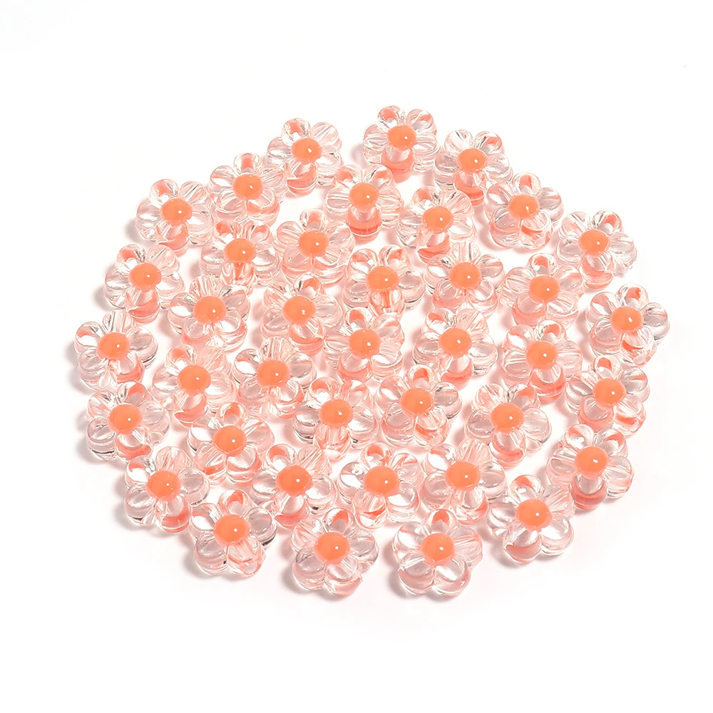 100 teile/los Acryl Blume Perlen Transparenz Sonnenblumen Perlen Matte Blumen Mittleren Perlen Lose Spacer Perlen Für Schmuck Machen – Detail 8