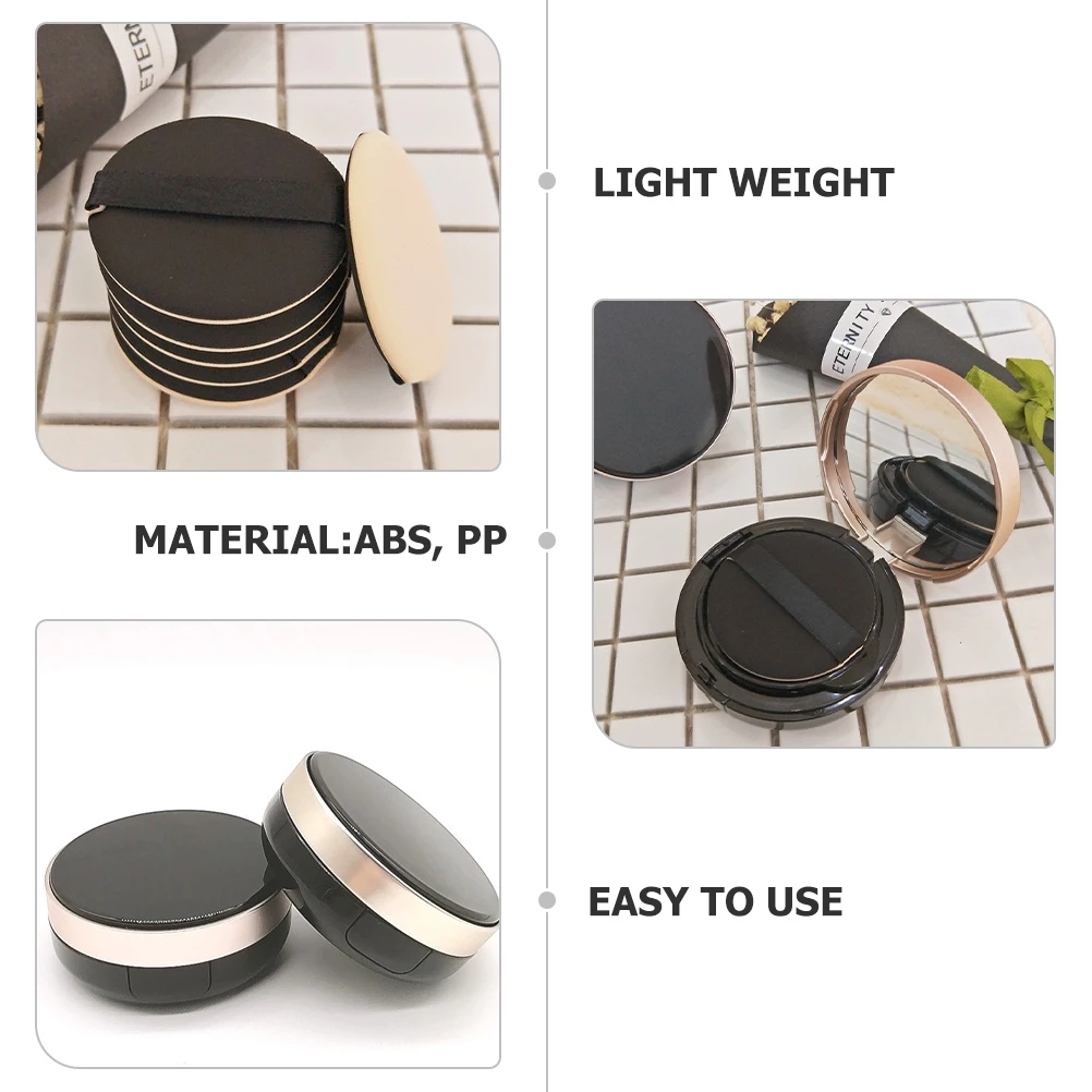 

Black Cream Empty Case 15g DIY Foundation Container Powder Box with Sponge Reusable Travel Makeup