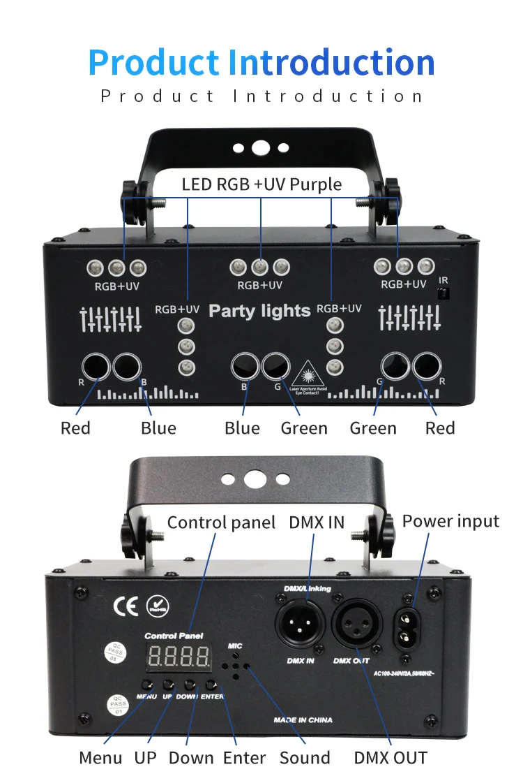 HCWE  21 Lens LED Stage Lamp DJ Projector Strobe Effect Laser Lights Party 21 Eyes Disco Light for Night Club Bar KTV Lighting