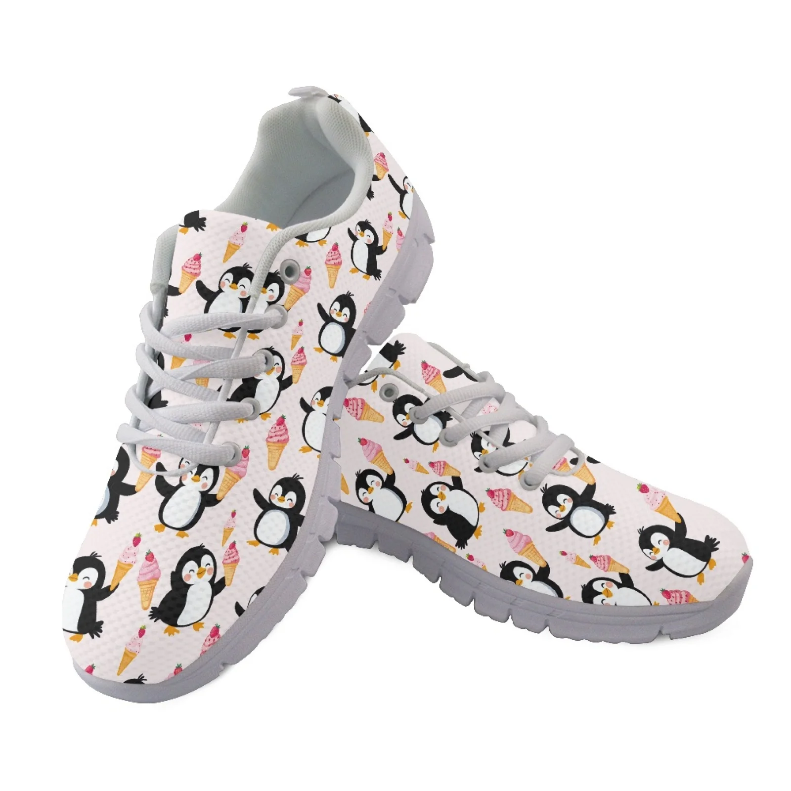 Coloranimal Penguin Ice Cream Fashion 2026 Athletic Sport Footwear Women's Walking Sneakers Lace Up Walking Shoes for Mens