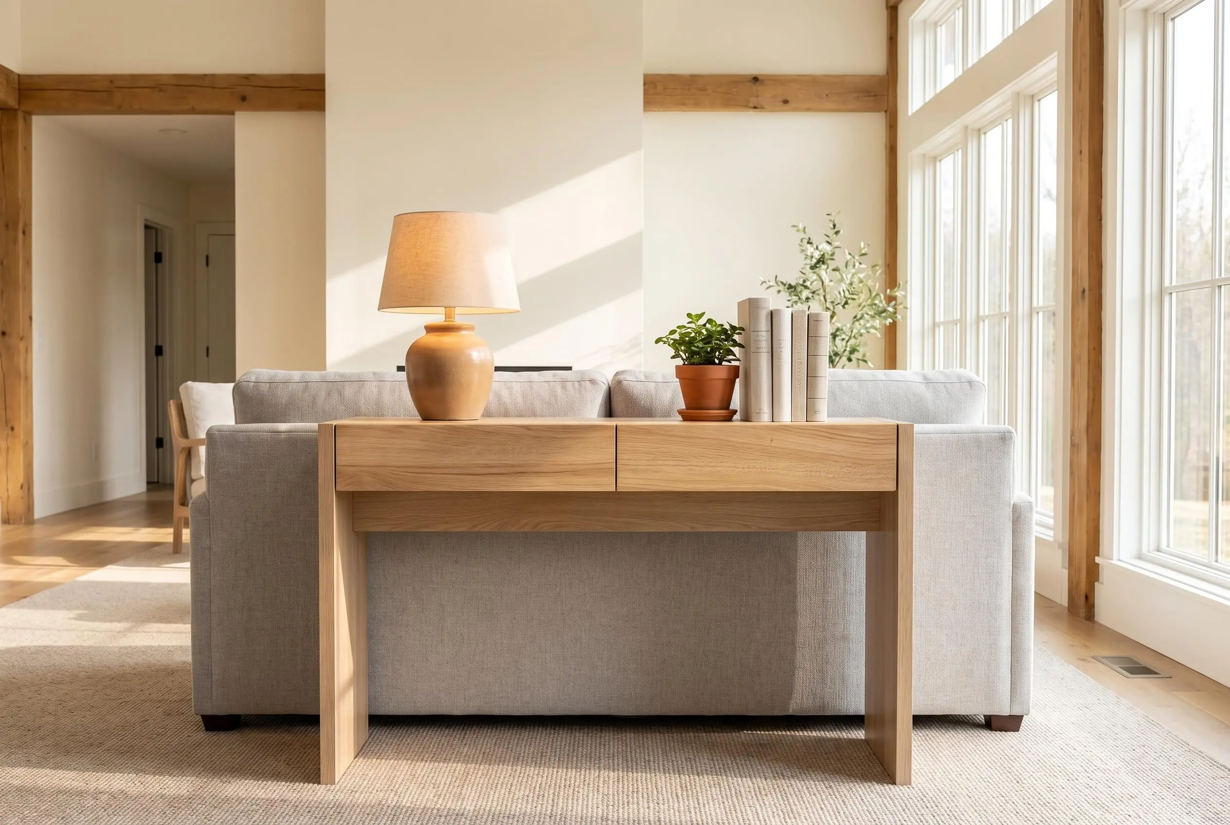 Farmhouse Console Table With 2 Drawers Narrow Entryway Sofa Table