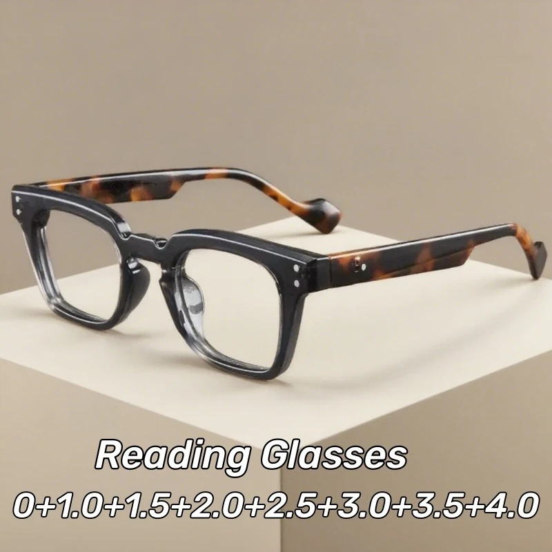 

Luxury Brand Presbyopic Glasses Women Men Big Frame Fashion Reading Glasses New Retro Anti Blue Light Eyewear Color Block Frame