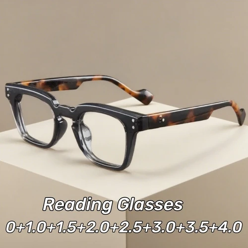 Imagen 1 del producto Gafas para presbicia de marca de lujo para hombres y mujeres, gafas de lectura a la moda con marco grande, nuevas gafas Retro antiluz azul, montura de bloque de Color