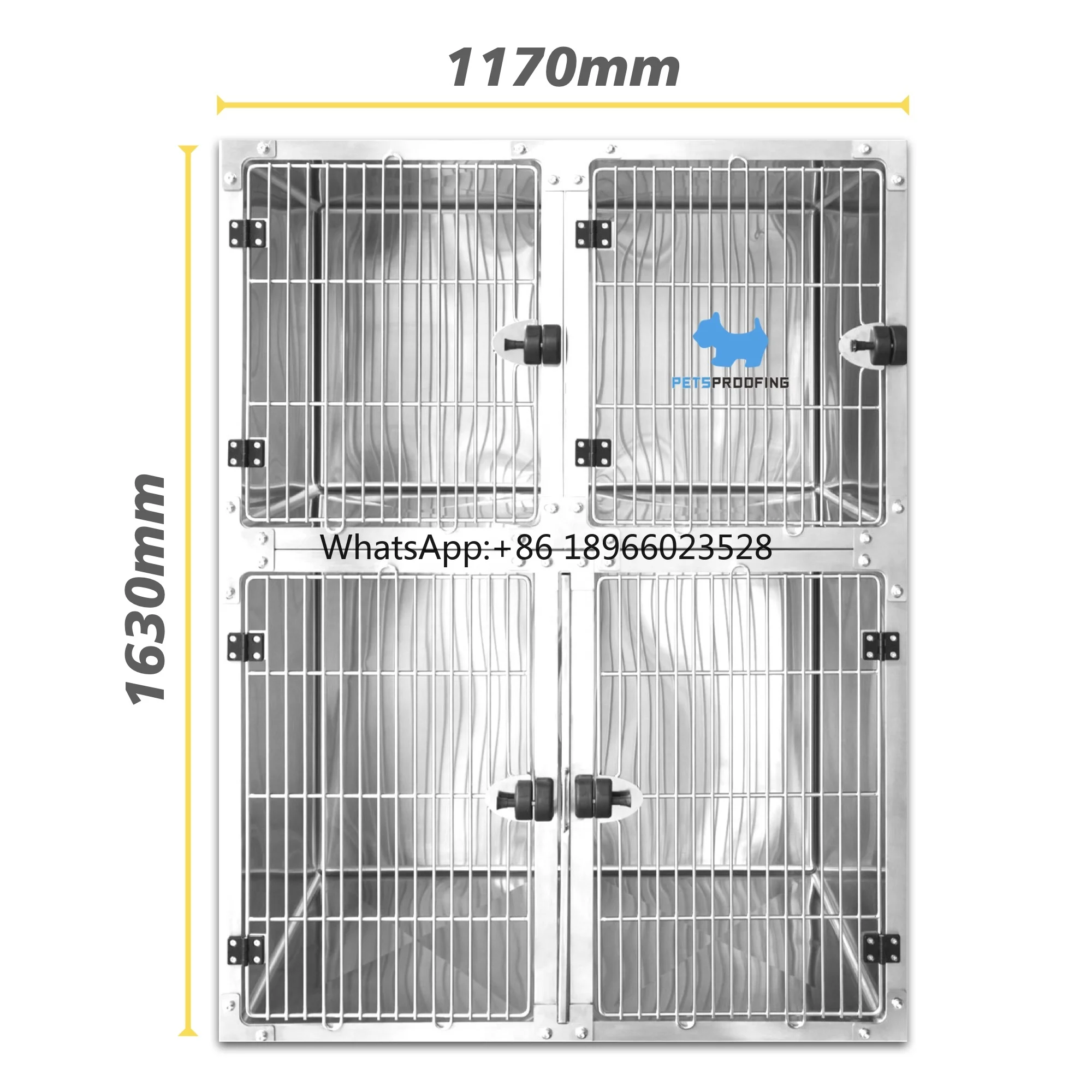 

Veterinary Clinic Luxury Heavy Duty Modular Animal Breeding Stainless Steel Vet pet Cat Dog Cage Kennel cages With Solid Walls