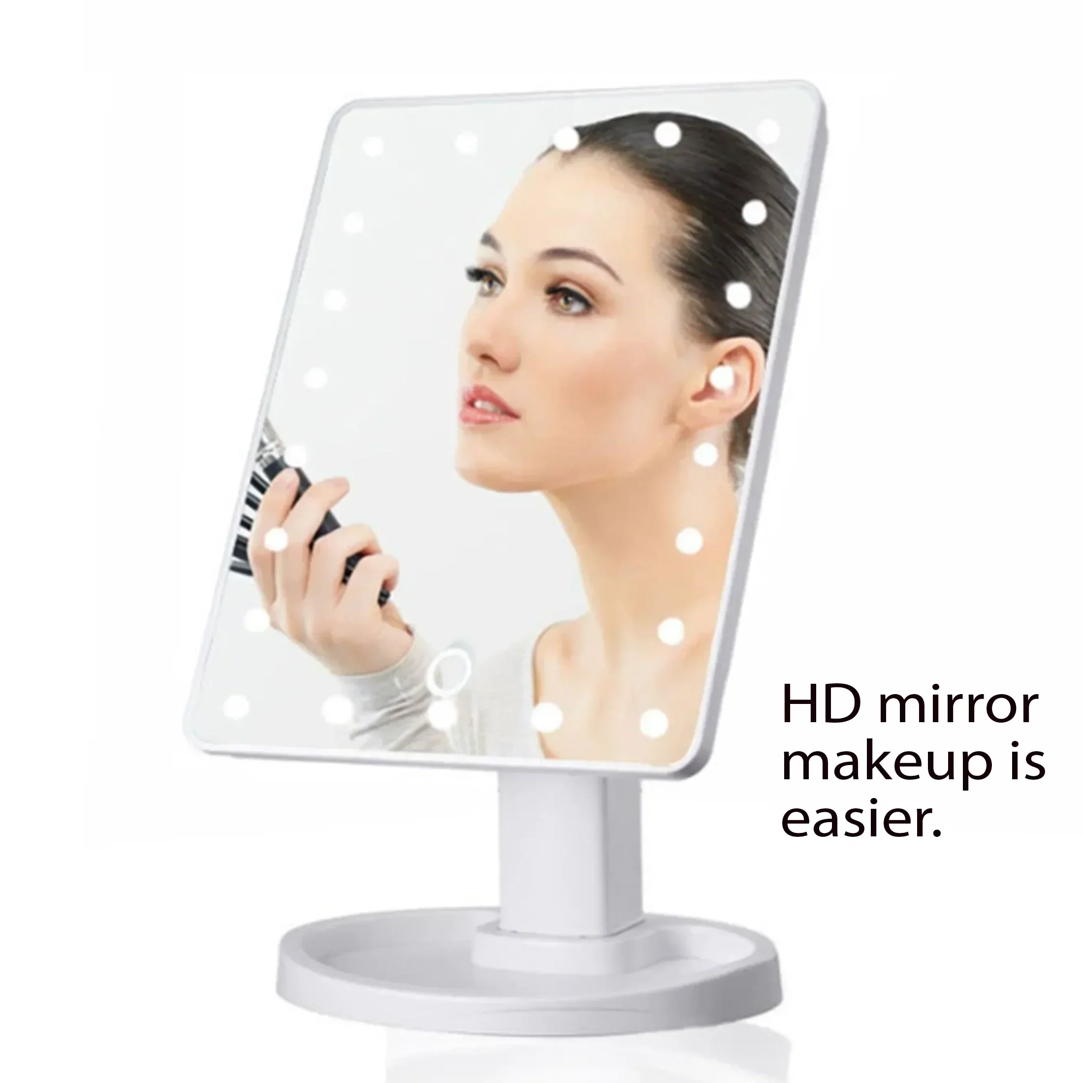 LED Makeup Mirror with Light, Desktop Mirror Surface RotatableMakeup Mirror Light BrightnessAdjustable Cosmetic Light Up Mirror