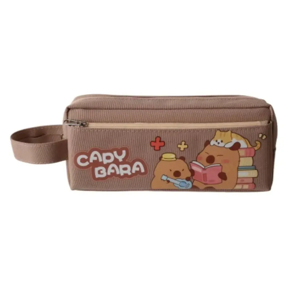 Portable Oxford cloth Capybara Pen Bag Large Capacity Cartoon Stationery Storage Bag Multi-function Kawaii Pencil Case Universal