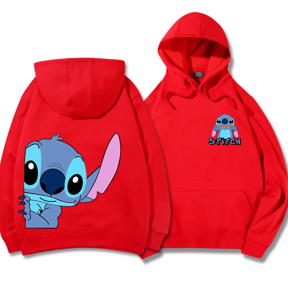 Disney Sweatshirt Stitch Cartoon Print Hoodie Pullover Couple Unisex Ladies Pocket Top  Graphic Hoodies