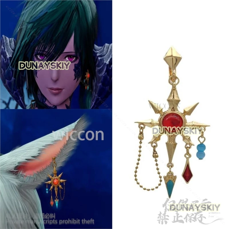 Anime Game FF14 Finall Fantasy XIV Cosplay Azeyma Costume Earrings Ear Clip For Halloween Christmas Prop Jewelry Customized