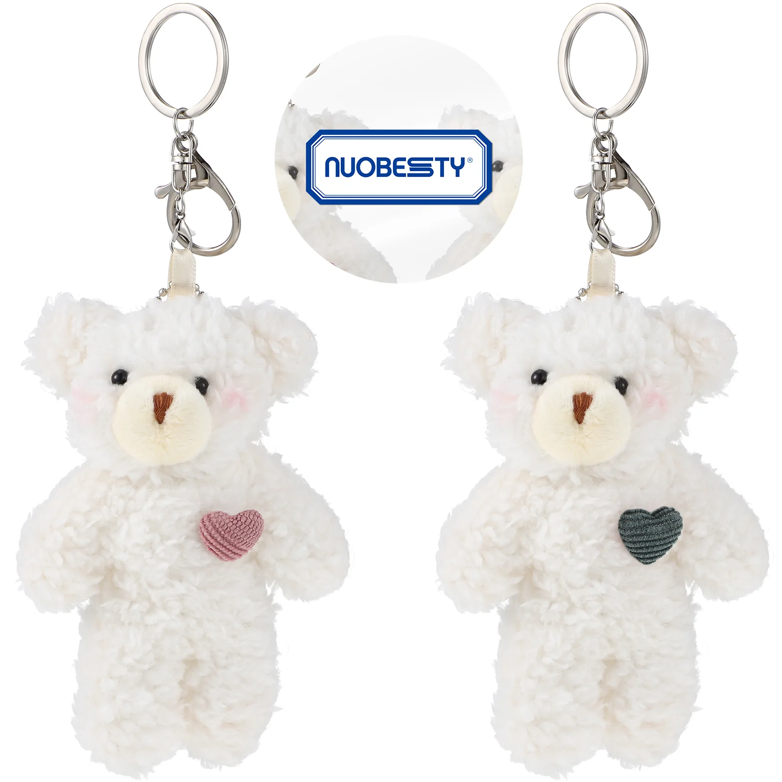 2 Pcs Key Chain Pendant Bag Decorations Keychains for Keys Couple Ring Bear-themed Party Women Pendnat Plush Aesthetic Charm