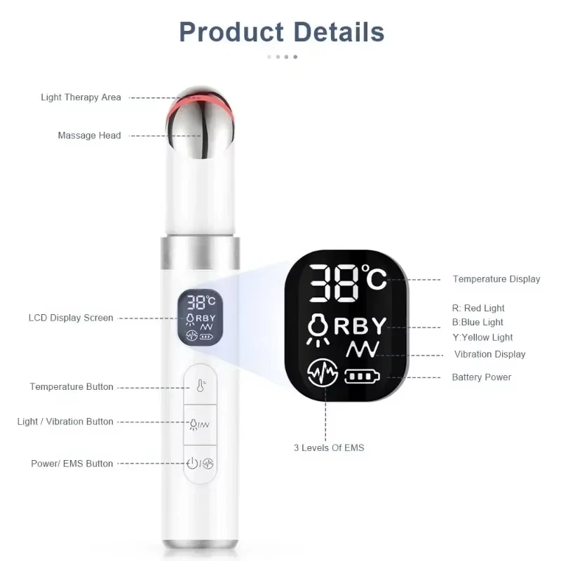 Massaggiatore elettrico per occhi Temperatura costante 45 ℃   Massaggio con vibrazione termica Schiarire le occhiaie Borse per gli occhi Rilassa la terapia fotografica degli occhi