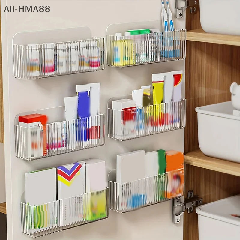 

Mirror Cabinet Storage Box Punch-free Wall-mounted With Partitions Bathroom Mirror Cabinet Cosmetics Lipstick Mask Storage Rack