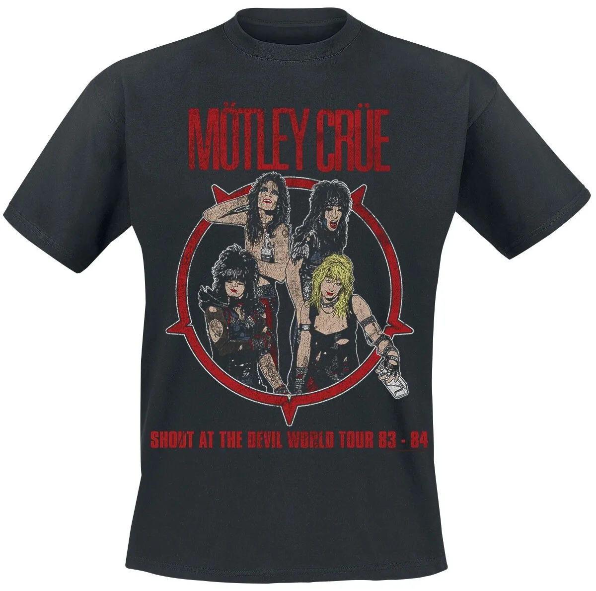 Mötley Crüe Shout At The Devil Tour Tee, Glam Rock T-Shirt with Vintage Band Photo & Tracklist Print, Band Fan Merch