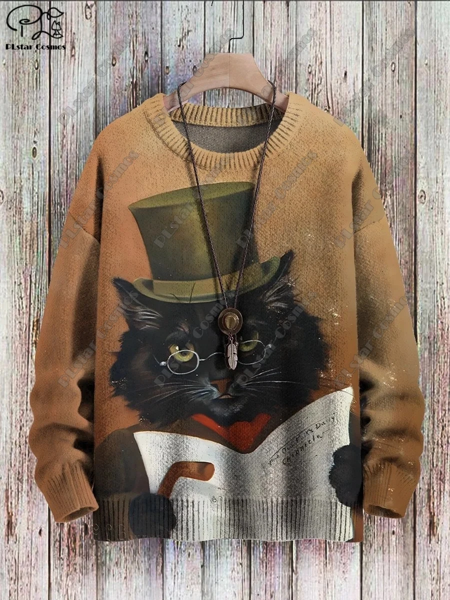 Plstar kosmos neue 3d gedruckte Tier-Serie Katzen muster hässliche Pullover Straße lässig Winter pullover M-1