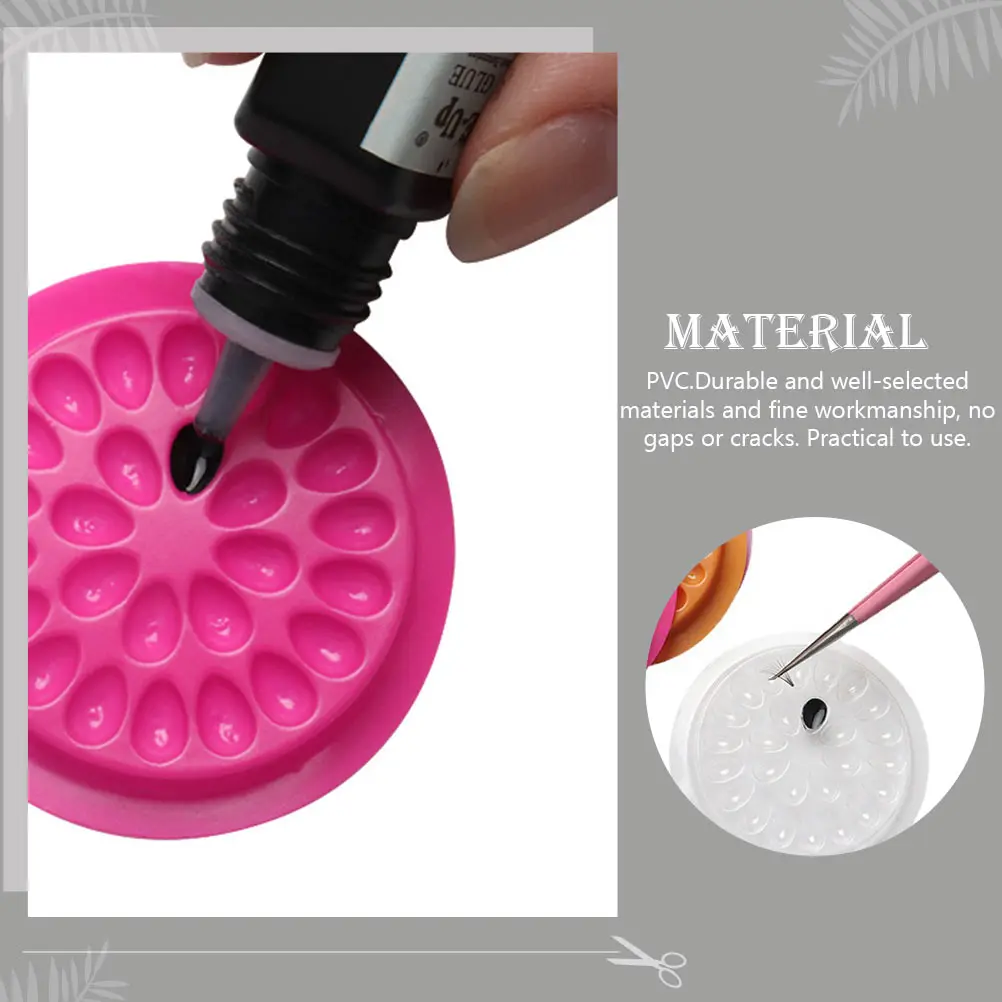 Paleta de pegamento con forma de flor para extensiones de pestañas, paleta adhesiva, soporte para pestañas postizas, herramienta de maquillaje, almacenamiento de suministro de injerto, 60 uds.