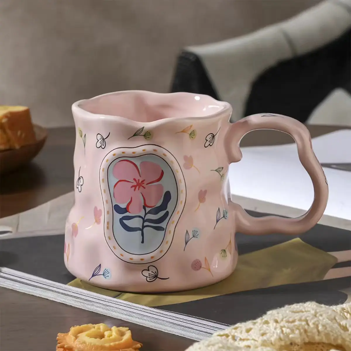 Dreamy Flower Shaped Handmade Ceramic Mug, High-value Water Cup, Design Inspired Souvenir Breakfast, Coffee Cup