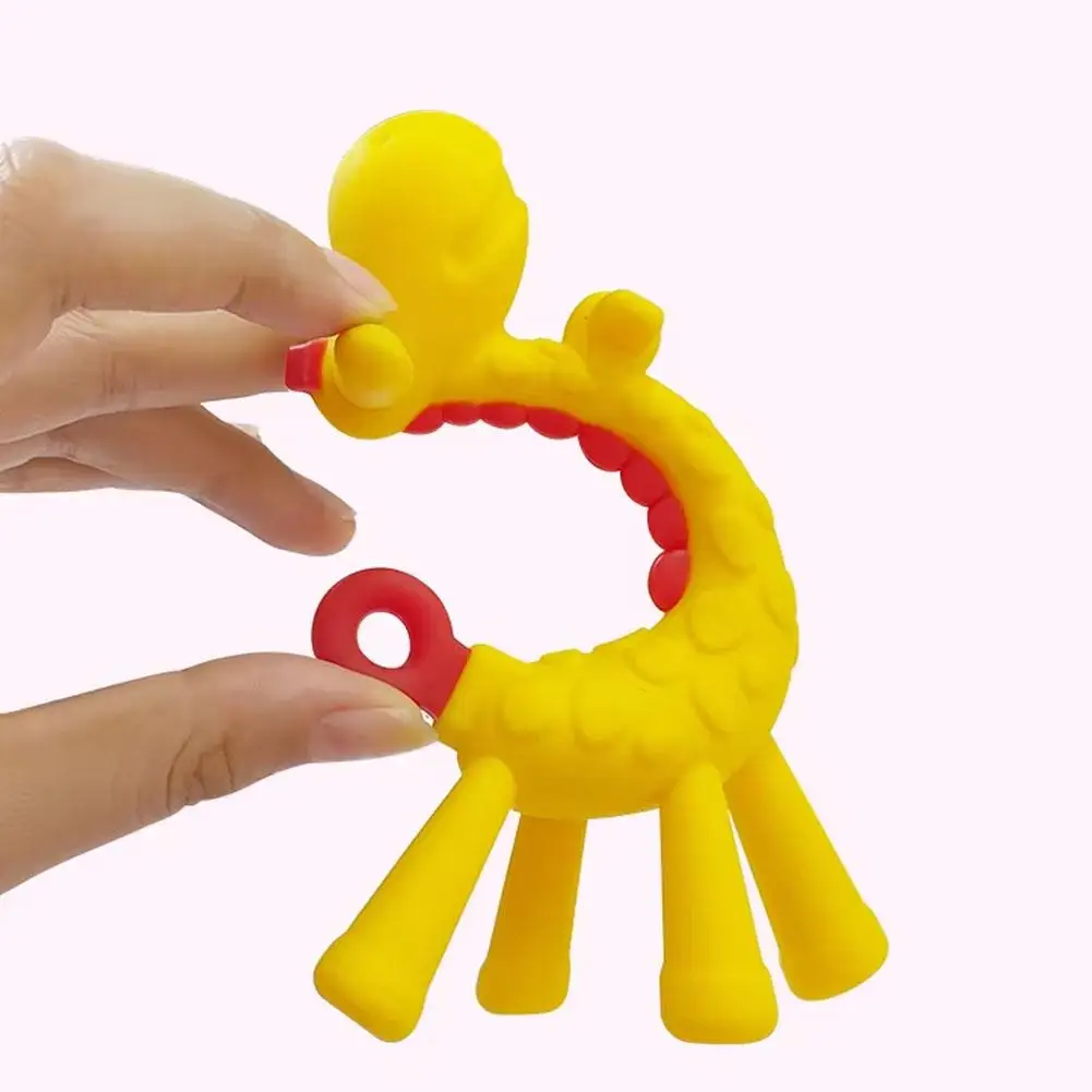 Little Deer Baby Teething Stick Giraffe Silicone Chew Toy All Natural Gum Relief for Infants Soft Teether Stick view 4