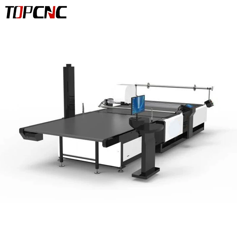 TOP CNC TC Industrial Automatic CNC Cloth Textile Fabric Die Flatbed Digital Cutting Machine