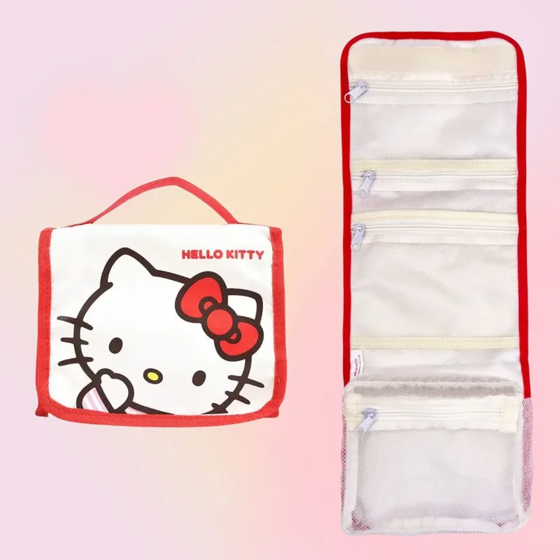 Hello kitty borsa da toilette da appendere per le donne borsa da viaggio impermeabile da viaggio per articoli da toeletta borsa cosmetica carina