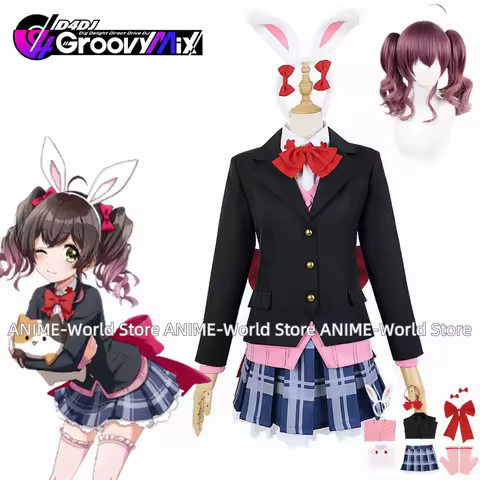 Anime D4DJ Ohnaruto Muni Cosplay Costume Uniform Dresses Christmas Halloween Wig
