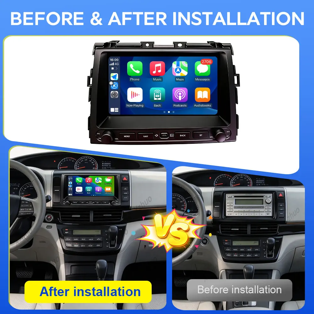 For Toyota Previa 2006-2012 Car Multimedia Player GPS Navigation Android 16 (OS) Wireless CarPlay WiFi Auto Tools Head Unit QLED