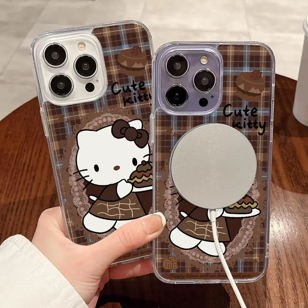 حافظة هاتف كيتي كات آيفون 16/15/14/13/12/11/x/xs/xs ماكس امرأة آيفون 13 حافظة هالو كيتي أنيمي ملحق 2025 جديد